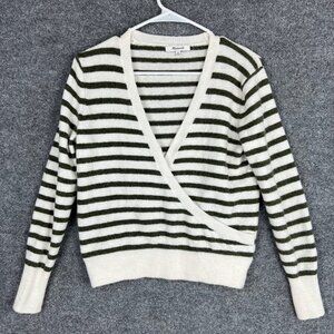 Madewell Women's‎ Wool Blend Striped Surplice Wrap Pullover Sweater XS